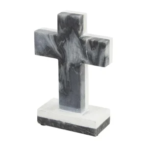 Mud Pie Grey Marble Wood Cross