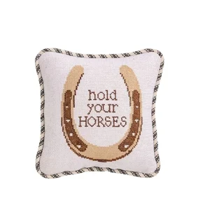 Mud Pie Hold Needlepoint Small Pillow