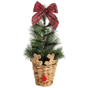 Mud Pie Large Reindeer Basket Fraser Fir Tree