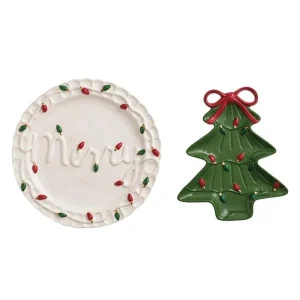 Mud Pie Merry and Tree Platter Set