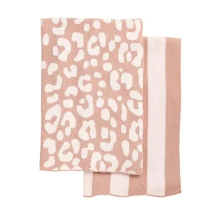 Mud Pie Pink Leopard Knit Towel