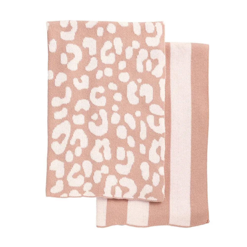 Mud Pie Pink Leopard Knit Towel