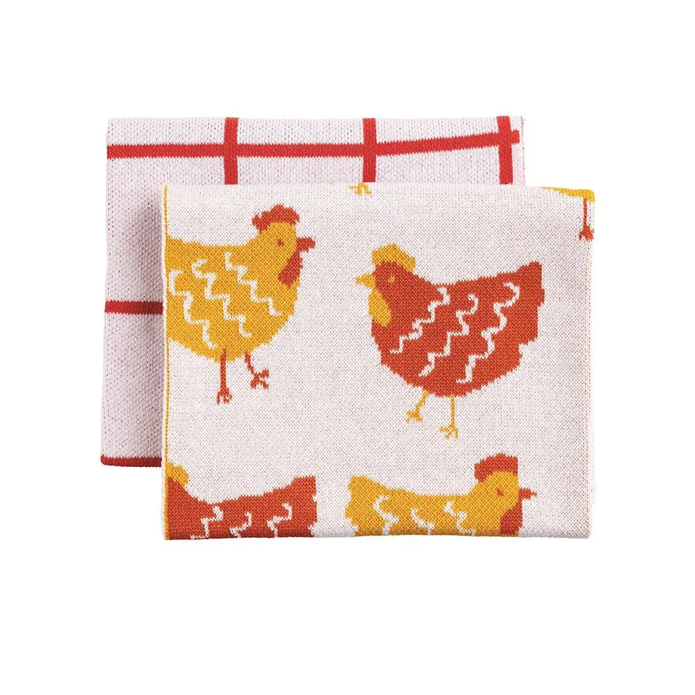 Mud Pie Rooster Farm Knit Towel