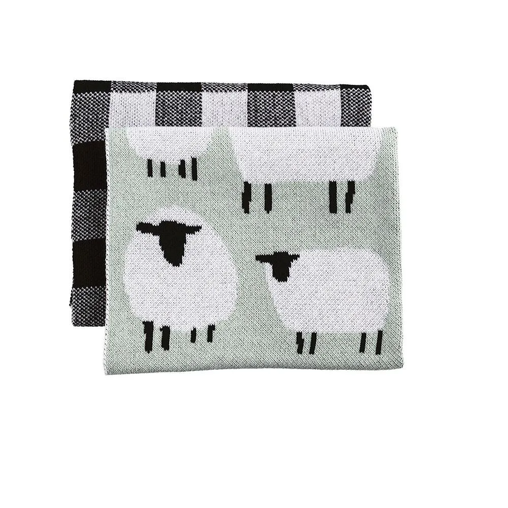 Mud Pie Sheep Farm Knit Towel