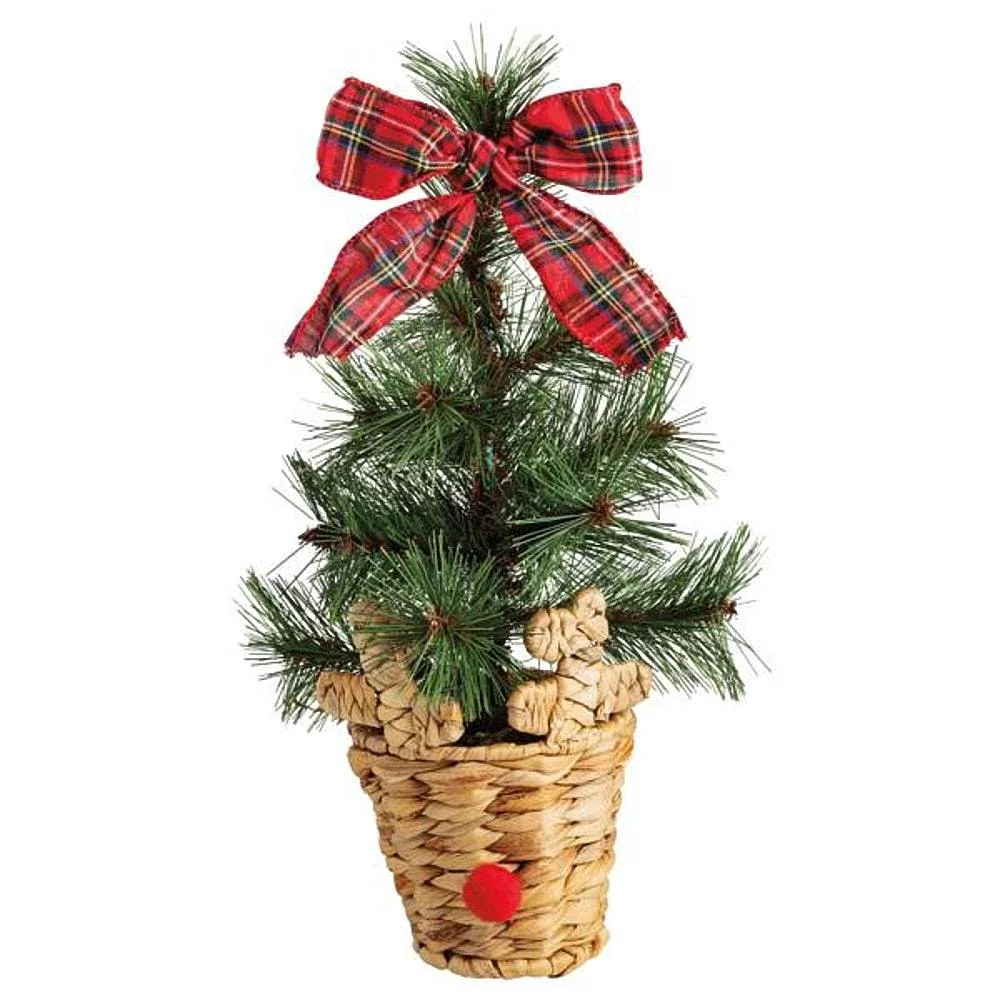 Mud Pie Small Reindeer Basket Fraser Fir Tree