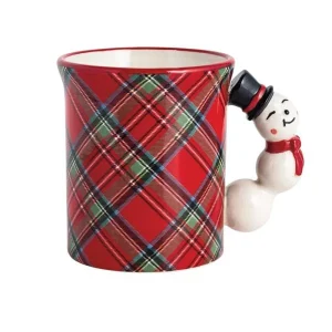 Mud Pie Snowman Tartan Handle Mug
