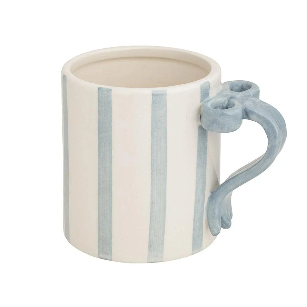 Mud Pie Striped Bow Handle Mug