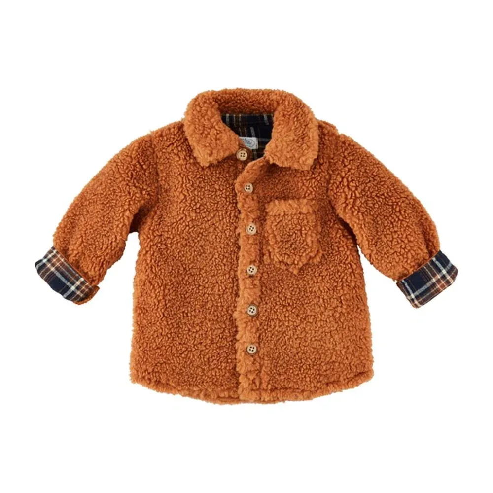 Mud Pie Tan Sherpa Shacket