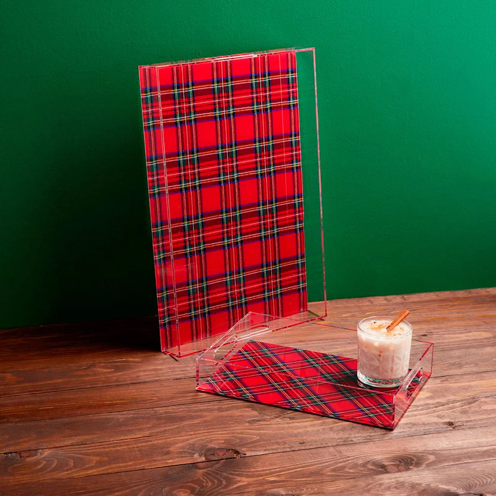 Mud Pie Tartan Plaid Acrylic Tray Set - Image 2