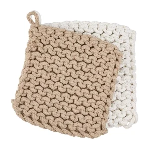 Mud Pie Taupe Crochet Pot Holder