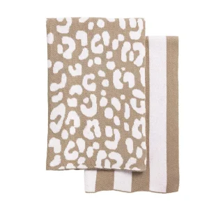 Mud Pie Taupe Leopard Knit Towel