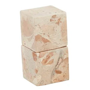 Mud Pie Taupe Marble Cube Salt/Pepper Set