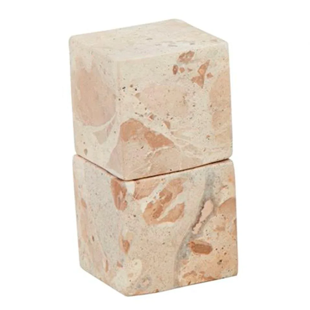 Mud Pie Taupe Marble Cube Salt/Pepper Set