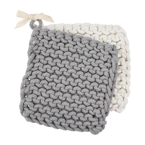 Mud Pie White Crochet Pot Holder