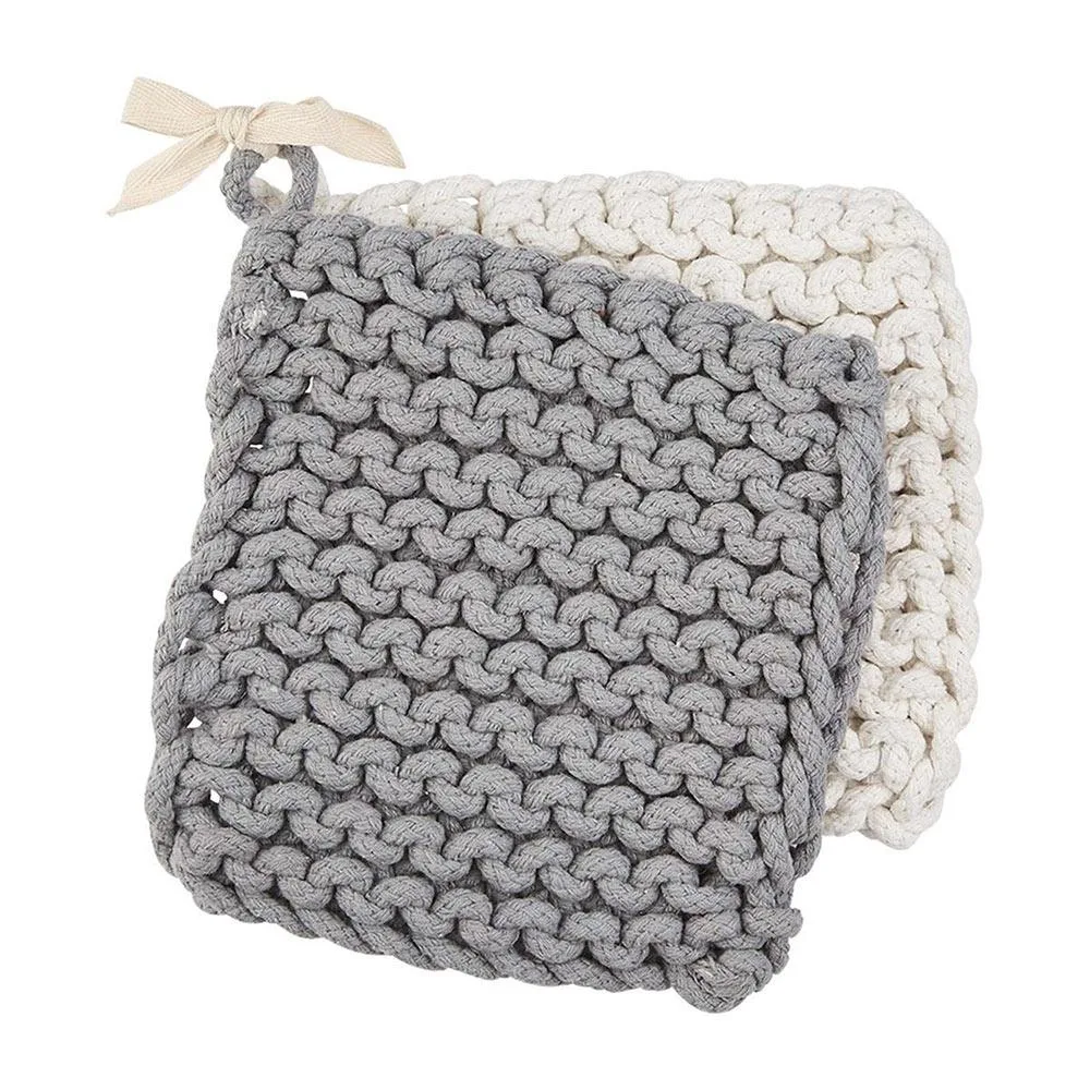 Mud Pie White Crochet Pot Holder