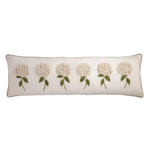 Mud Pie White Hydrangea Long Pillow