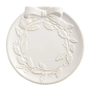 Mud Pie White Wreath Platter Set