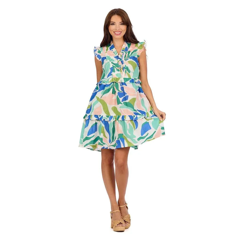 Mud Pie Womens Reeves Flounce Dress
