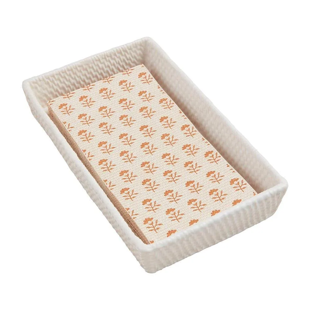 Mud Pie Woven Stoneware Guest Towel Caddy