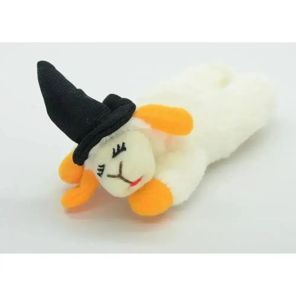 Multipet Halloween Lamb Chop Cat Toy with Black Witch Hat - 4" Halloween Cat Toy
