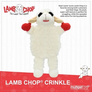Multipet Lamb Chop Crinkle Squeaky Plush Dog Toy