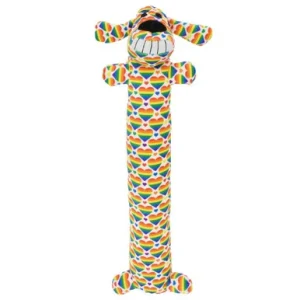 Multipet Rainbow Hearts Loofa Plush Dog Toy