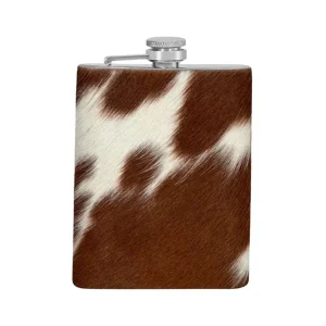 Myra Brown and White Hair-On Flask 6 oz