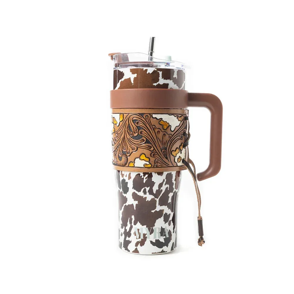 Myra Wide Wyoming Cow Print Tumbler - Image 2