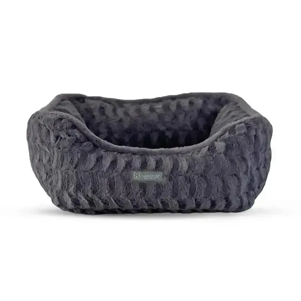 Nandog Cloud Reversible Shaggy Dog Pet Bed Gray