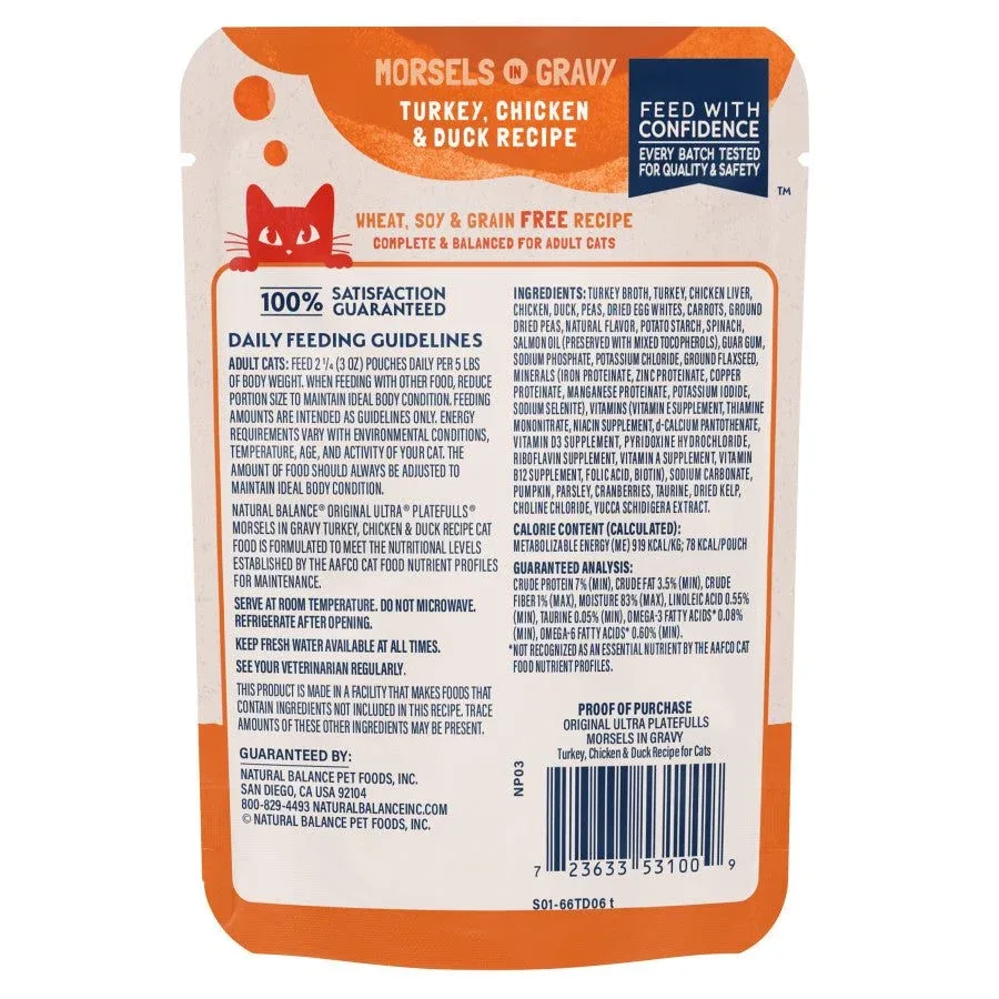 Natural Balance Cat Wet Food Platefulls Turkey Chicken & Duck Formula in Gravy 3 oz, 24 pk - Image 2