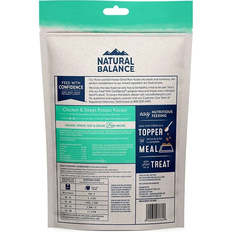 Natural Balance Pet Foods L.I.D. Freeze Dried Raw Dog Food Chicken & Sweet Potato 1ea/13 oz - Image 2