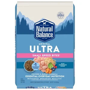 Natural Balance Pet Foods Original Ultra Broth Coated Small Breed Bites Dry Dog Food Chicken & Barley 11lb