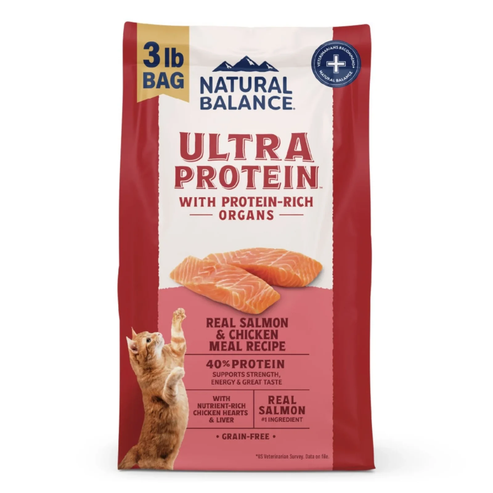 Natural Balance Pet Foods Ultra Protein Dry Cat Food, Salmon & Chicken, 3 Lb
