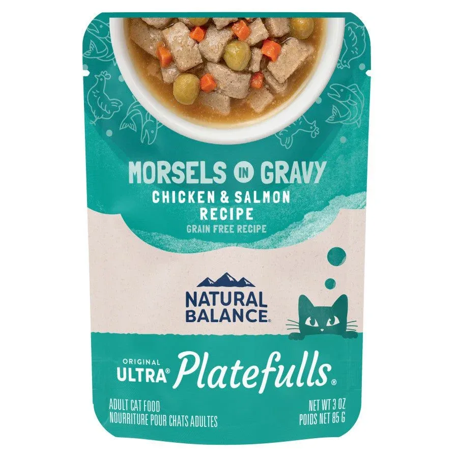Natural Balance Platefulls Chicken Salmon Wet Cat Food in Gravy, 3 oz, 24 Pack