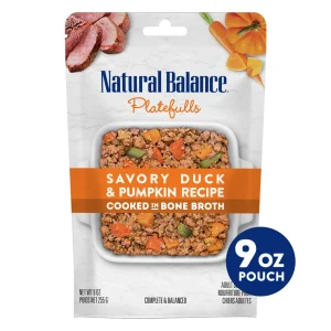 Natural Balance Platefulls Savory Duck & Pumpkin Recipe Dog Food 12ct/9oz pouch