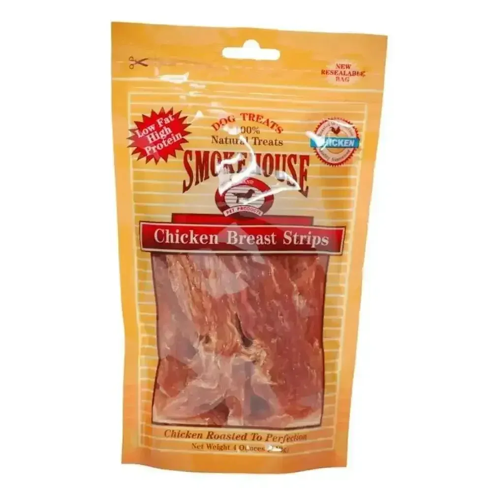 Natural Chicken Dog Treats - Smokehouse Chicken Breast Strips for Happy Pups