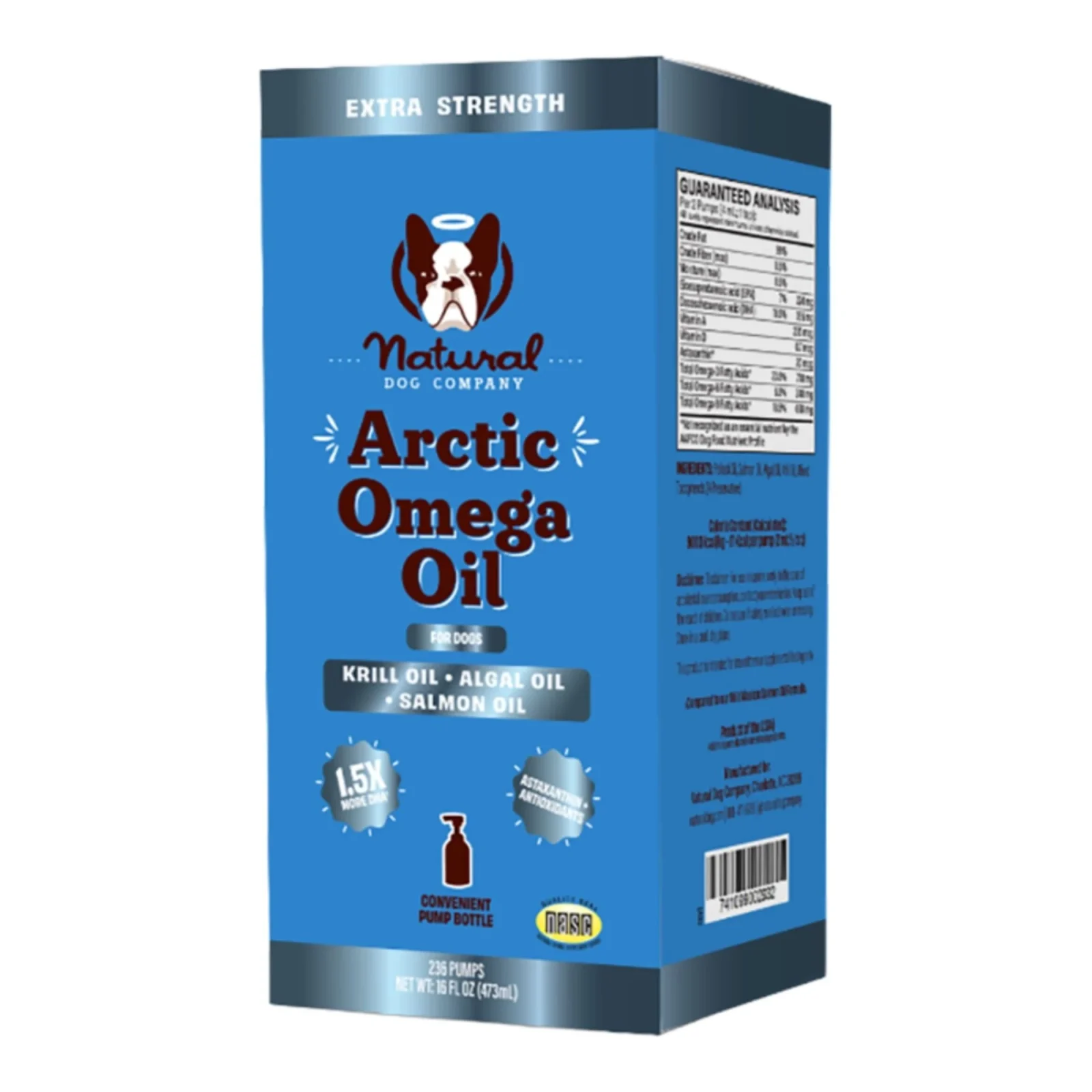 Natural Dog Company Dog Arctic Omega Oil Formula, Bottle & Pump Included, 16 oz