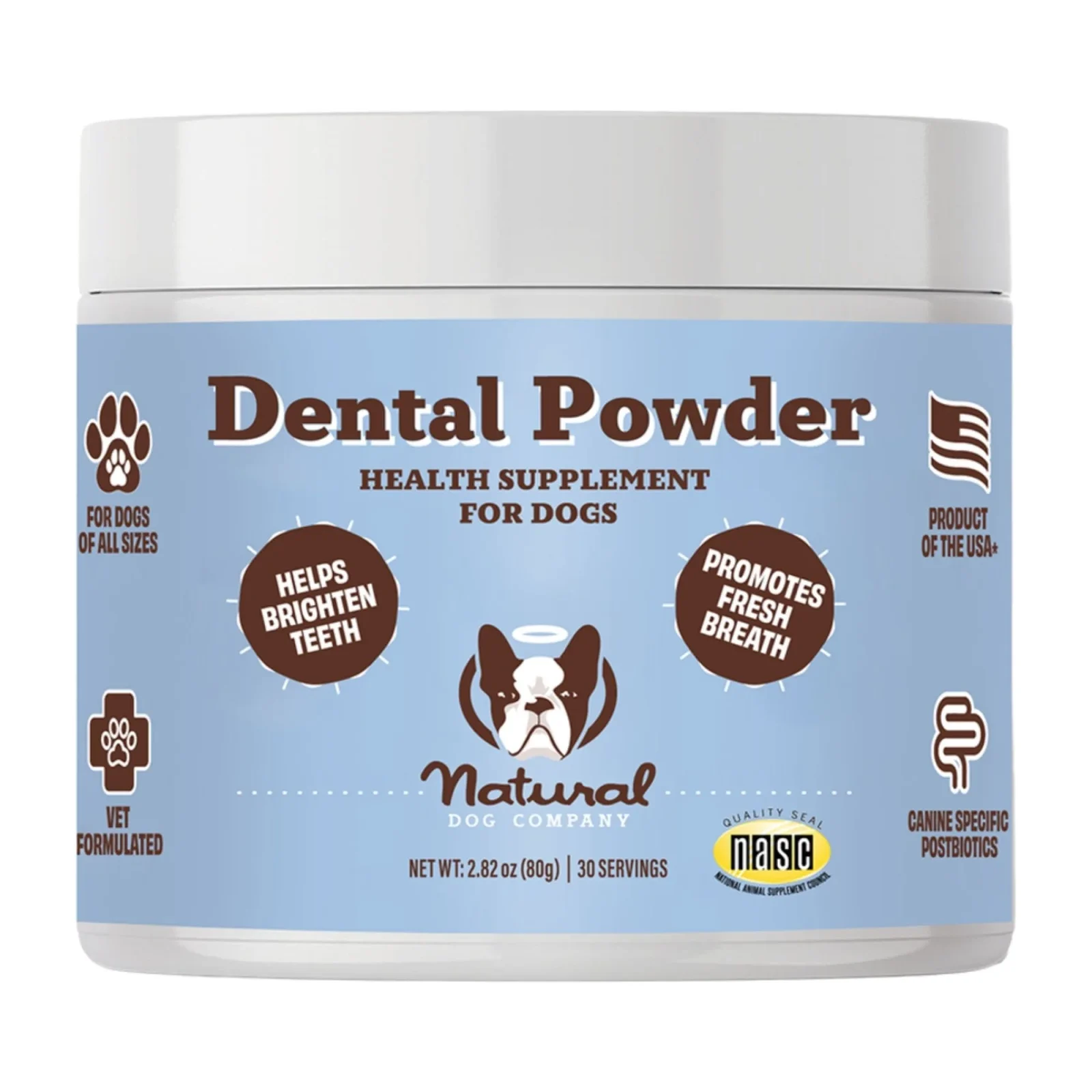 Natural Dog Company Dog Dental Powder, 2.82 oz