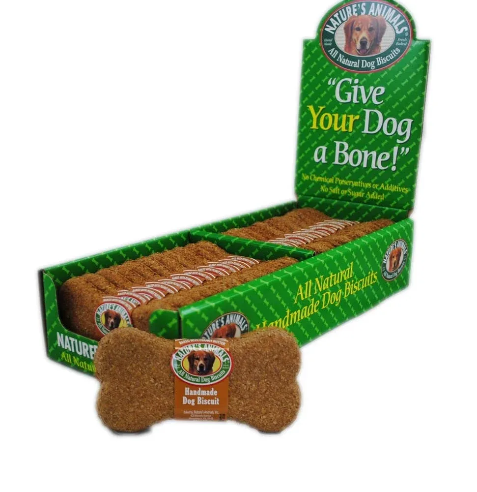 Nature's Animals Original Dog Treat Display Peanut Butter 4 in, 24 ct