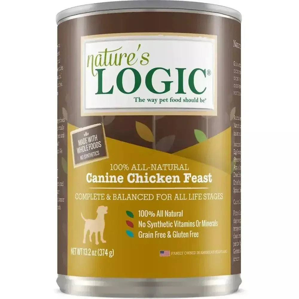 Nature's Logic Canine Chicken Feast Grain-Free Canned Dog Food 13.2 oz case of 12