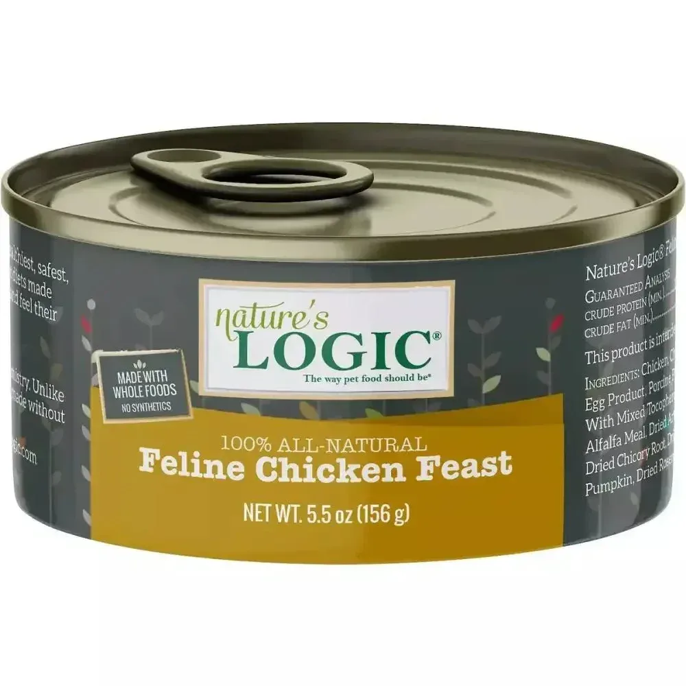 Nature's Logic Feline Chicken Feast Grain-Free Canned Cat Food 5.5 oz Case of 24