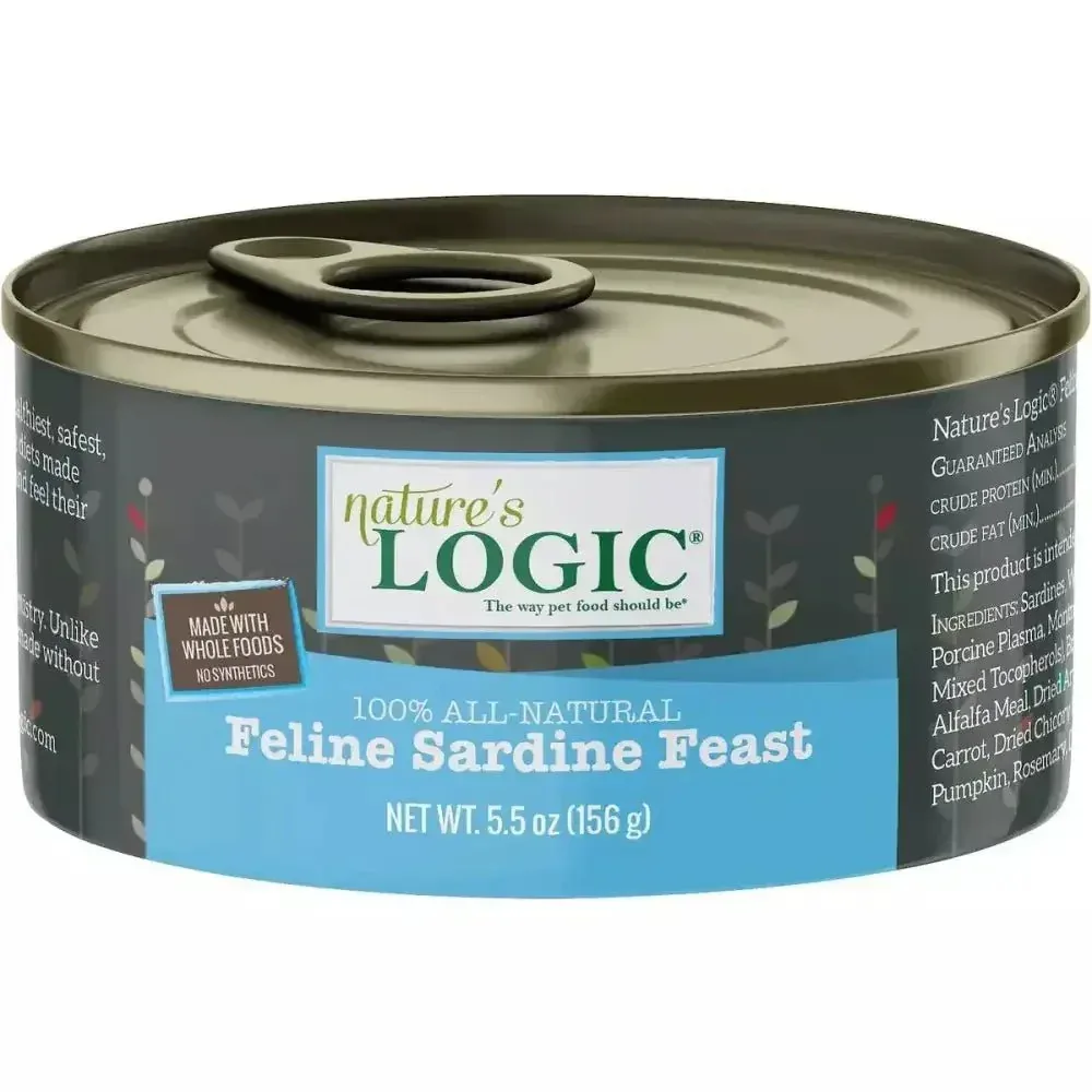 Nature's Logic Feline Sardine Feast Grain-Free Canned Cat Food 5.5 oz Case of 24