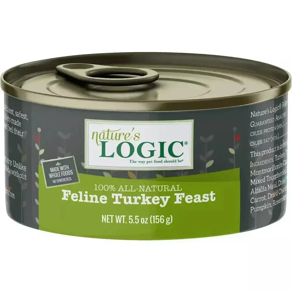 Nature's Logic Feline Turkey Feast Grain-Free Canned Cat Food 5.5 oz Case of 24