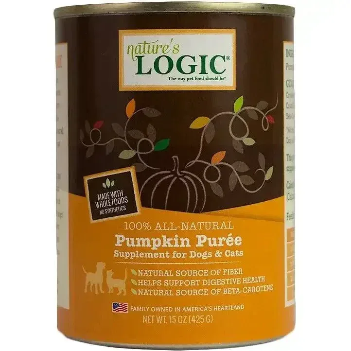 Nature's Logic Pumpkin Purée Dog & Cat Food Supplemen 15oz Case of 12