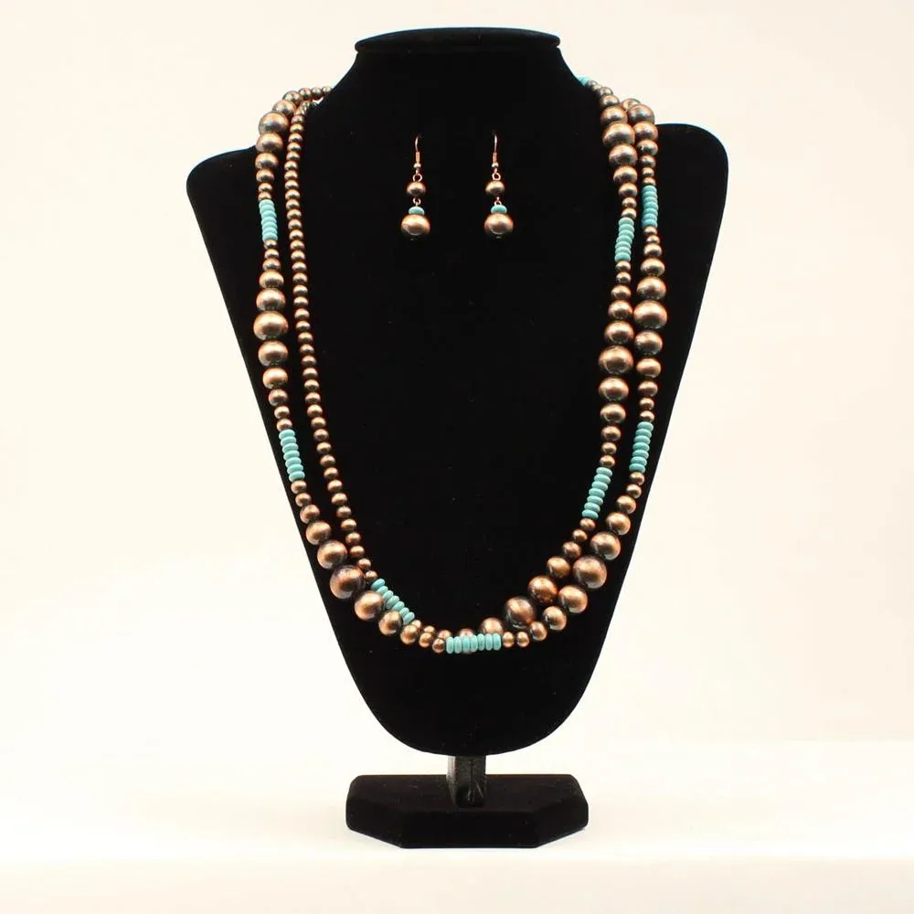 Navajo Copper and Turquoise Necklace Set