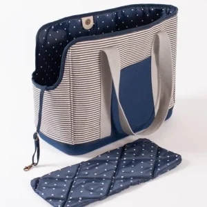 Navy Striped Canvas Dog Carrier (FINAL SALE)