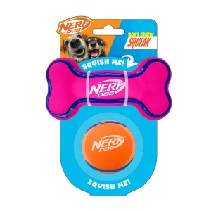 Nerf Dog Rubber Bone and Ball Dog Toy 2-Pack