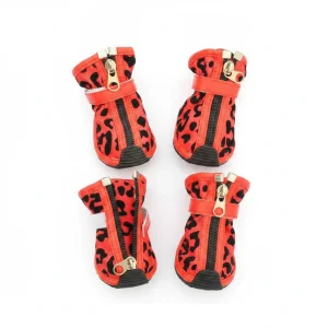New Fashion PU Leopard Print Pet Shoes