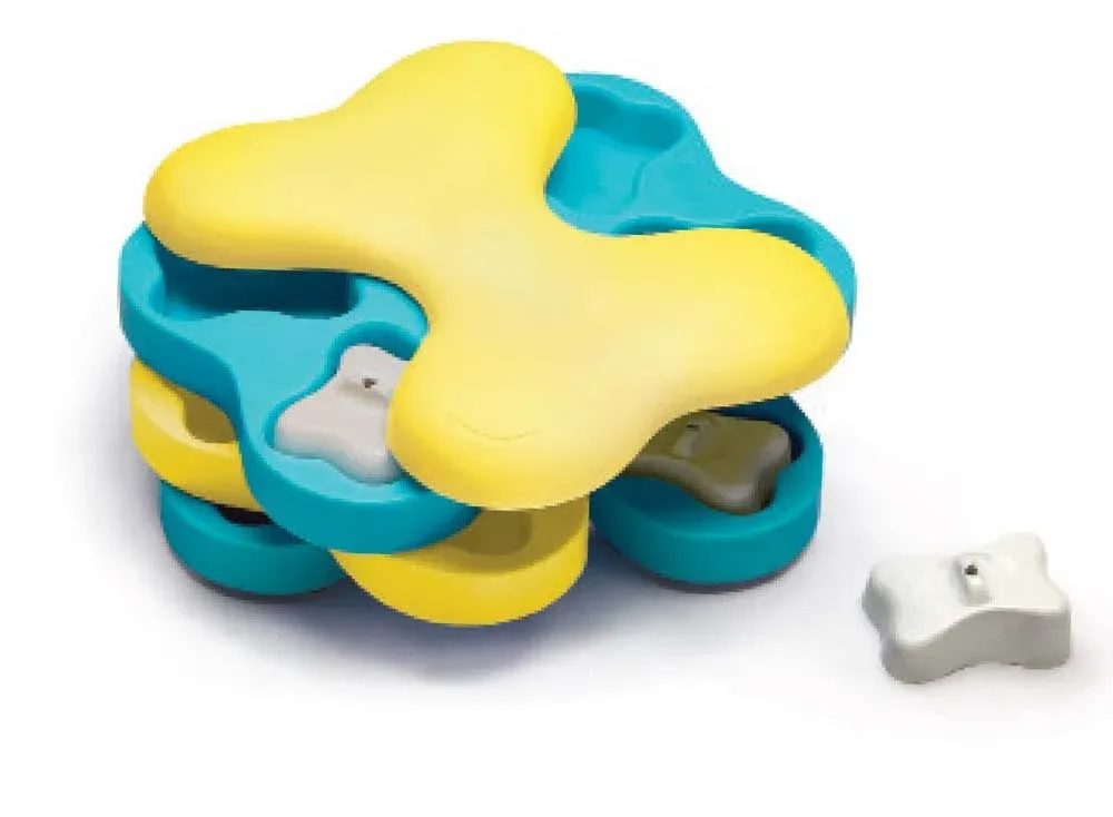 Nina Ottosson Tornado Interactive Dog Toy, Blue/Yellow, LG, 11 in