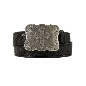 Nocona Black Tooled Cross Belt